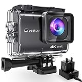【進化版4K/50FPS】Crosstourアクションカメラ 4K 20MP解像度 「バッテリー充電器付属」Wi-Fi 40M防水 水中カメ