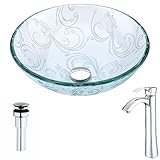 Vienoシリーズのクリスタルクリア花のハーモニーでdeco-glass容器シンク蛇口クローム