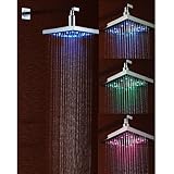 Lightinthebox® 8 Inch Single Functional Temperature Sensitive Rainfall LED Shower Head Chrome Bathro
