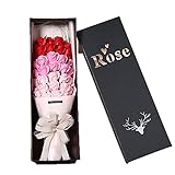 バラブーケ かれないソープフラワー ギフト 誕生日 バレンタイン プレゼント 女友達 妻 彼女 母 クリスマス 　レイヤー花束33本 (レッド系)