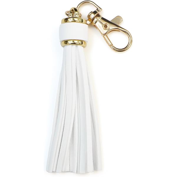 Amazon.co.jp: ブラックチャームレザータッセルキーチェーン