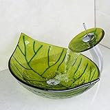 yanksmarkガラスWashボウル容器シンク&クロム浴室の蛇口仕上げコンボセット