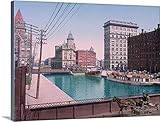 The Henry Fordプレミアムシックラップキャンバス壁アート印刷題名Erie Canal at Salina Street Syracuse 40" x 30" ah0200-0304_24_