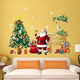 Dragon Honor Wall Decor Festival Christmas Glass Tree Gifts Socks Santa Claus Mural Wall Sticker Dec