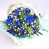 ブルーローズとカスミソウのアレンジメント　ブルーラグーン　セレクト8本（生花）　お祝い・記念日・誕生日・フラワーギフト・バラ