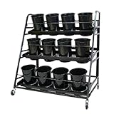 切り花 店舗什器 カジュアルスタンド (黒) 4個×3段 ひな段Ｍ型 花桶付き F2250 1055×630×1140mm SELON 花屋 フラワーショップ 花卉 花器