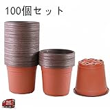 プラスチックポット プラスチック植木鉢 育苗ポット フラワーポット プランター容器 軽量 庭園 100個セット 赤と黒 (10cm)