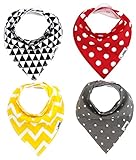 Matimati Baby Bandana Drool Bibs with Snaps, 4-Pack Super Absorbent Organic Cotton, Unisex Baby Gift