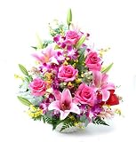 華やかユリとバラの季節のお花 フラワーアレンジ ピンク基調