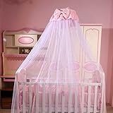RuiHome Dome Style Hanging Princess Girls Mosquito Net Nursery Bed Canopy Pink Bowknot Decor without
