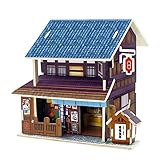 Greencherry3D立体パズルハウス　ジグソーパズル　手作り木製　DIYおもちゃ　日本和風雑貨屋建築　 知育玩具 プレゼント　創造性を育てる