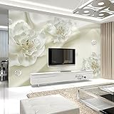 3 D リビングルームとベッドルームのテレビの背景 ZQ 029 エンボス加工の花壁紙