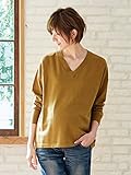 Angeliebe エンジェリーベ 授乳 しやすい ウール 混 ウォッシャブル V ネック ニット フリー マスタード
