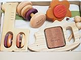 木のおもちゃSoopsori(スプソリ) 赤ちゃん楽器ラトル4個セット 収納用布バッグつき