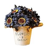 かなりの人工花シルクの花偽の花バケツひまわりの紫