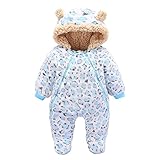 KINDOYO ベビー 着ぐるみ ロンパース もこもこ カバーオール かわいい キッズ コスチューム 防寒着 男の子 女の子 出産祝い , ブルー / ピンク / イエロー