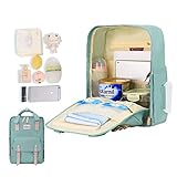 SUNVENO ミイラバッグ赤ちゃんのおむつを変更するリュックサックおむつを変更するバッグを変更するパッドバッグ (Green)