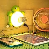 Manve?Baby?turtle?LED?Night?Light?with?light?Sensor?and?Dual?USB?Wall?Charger in the Dark for Hallwa