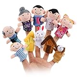 RaiFu キュート指人形セット ソフト ベルベット 人形 小道具 おもちゃ かわいい 6人+ 2動物+ 2住宅 10個
