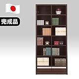 日本製 書棚 本棚 完成品 扉付き 木製 モダン 85cm幅 ブラウン【開梱設置付き】
