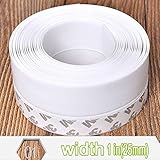 ウェザーストリップ、自己粘着ドア下、シリコンドア下部シールドアドラフトストッパードアおよびWindows防音ドアスイープ、- 16フィート長- 1インチ( 25 mm、ホワイト) 25mm ホワイト