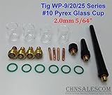 CHNsalescom 21個のTIG溶接ガスレンズ＃10パイレックスガラスカップキットWP-9/20/25 2.0mm 5/64 "