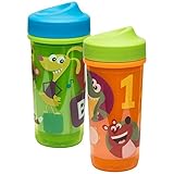 Zak! Designs Baby Genius Toddler Perfect Flo Sippy Cup with Curious Learner Graphics, Double Wall In
