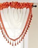 Stylemaster Soho Sheer Waterfall Valance with Faux Silkバンド、フリンジ、47 by 38-inch オレンジ SPLENDOR-84-BL