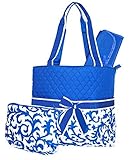 NGIL Quilted Diaper Bag 3-Piece Set, Floral Damask Print (Royal Blue) by NGIL [並行輸入品]