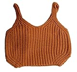 Plus Nao(プラスナオ) 子供用 ニットキャミソール ベスト ノースリーブ Ｖネック ノースリーブ シンプル 無地 女の子 男の子 キッズ ベビー ブラウン 90