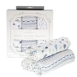 Manhattan Kids おくるみ モスリンコットン製 スワドル 3枚セット ダブルガーゼ 出産祝い 赤ちゃん バスタオル ベビー ブランケット 新生児 ガーゼタオル 綿100% 毛布 箱入り 1