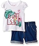 Guessベビー女の子set-sleeveless Tシャツと短パン カラー: ホワイト