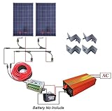 ECO-WORTHY 200 Wソーラーパネルキット: 2個 100W ソーラーパネル + 1KW 110Vインバーター + 10ｍケーブル + 15A チャージコントローラー + Y MC4 コネク