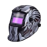 Nuzamas 太陽電源自動暗く溶接ヘルメット マスク溶接顔保護アーク Tig Mig 研削プラズマ切断用調節可能な日陰範囲 DIN4/9-13 UV/IV 保護 DIN16 ロボット スカル