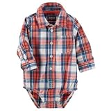 オシュコシュ OSHKOSH/ プラッドボタンフロントボディスーツ プラッド ロンパース長袖 6ヶ月【並行輸入】