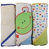 Kidiway Hooded Towels, Frog, 3 Count by Kidiway