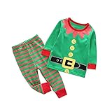 Tovadoo 子供服 ベビー服 女の子 男の子 トップス+ズボン 秋冬 長袖 緑 サンタクロース服 クリスマス 可愛い 部屋着 保育園 パーティー 演出服 2-6歳