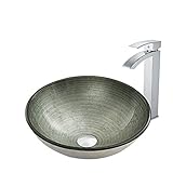Vigo Simplyシルバーガラス容器シンクとDuris蛇口with Pop Up、クロム