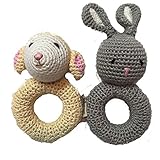 Cheengoo有機カギ針編みリングRattles – Bunny and Lambバンドル
