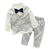 エルフ ベビー(Fairy Baby)ベビースーツ 男の子 上下セット 長袖フォーマル 結婚式服 重ね着風(サイズ：80、グレー)