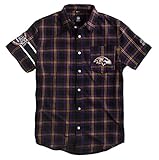 KLEW NFL Baltimore Ravens Wordmarkフランネル半袖Yシャツ S ブラック