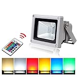 VINGO 10W LED 投光器 RGB スポットライト フラッドライト イルミネーションライト 舞台照明 雰囲気作成 屋外照明 多機能 16色イルミネーション 高輝度 景観照明 リモコン付き IP