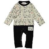 【秋冬春対応】 GARACH(ギャラッチ)裏毛パンダ総柄ロンパース 70cm /Iv NO.AH-1634302