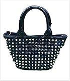 スタッズバッグ　トートバッグ　スタッズ　ショルダーバッグ　レディース 　通勤 　通学 　OL　お出かけ　ビジネス　　2way　　プレゼント　　Sサイズ　ブラック　Ｓサイズ