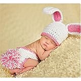 Binlunnu Newborn Baby Photography Props Boy Girl Crochet Costume Outfits White Rabbit [並行輸入品]