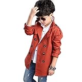 AiGo キッズトレンチコート 春秋 トレンチコート ガールズ アウター カジュアル 子供向きコート ジャケット ロングコート コート アウターコート 子供服 子供コート キッズ服 男の子 (160c