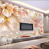 3 D リビングルームとベッドルームのテレビの背景の花の壁紙 BJ 02165