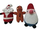 Estella gift-hol-ging Hand Knit Organic Cotton Gingerbread Man Newborn Baby Holiday Gift Set with 3 