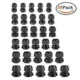 uxcell ケーブルグランド ナイロン製ブラック ケーブル腺タイプ IP68 TRS 30個入り