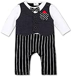 ツバメ--屋 ベビー服 スーツ風 ロンパース 赤ちゃん カバーオール 新生児 長袖 春秋着 子供服 キッズ フォーマル 男の子出産祝い 結婚式 写真撮影 (80, ホワイト)